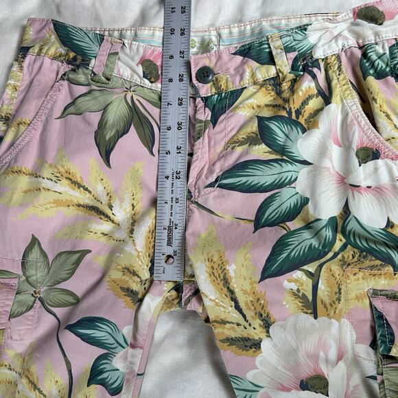Lucky Brand Dungarees Capri Pants Size 6 Vintage Y2K Floral Printed Cargo Pink - Picture 6 of 8